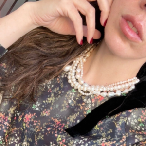 Collar Elizabeth Con Listón De Terciopelo Negro